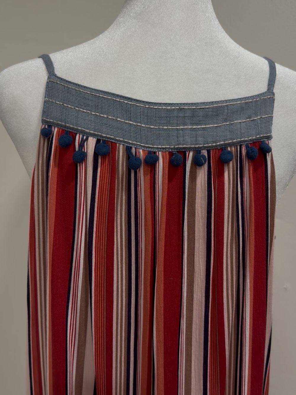 THML Red, Navy & Beige Striped Maxi Dress - Picture 3 of 10